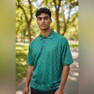 Golf Cart Print Performance Polo Shirt S Stretch UV